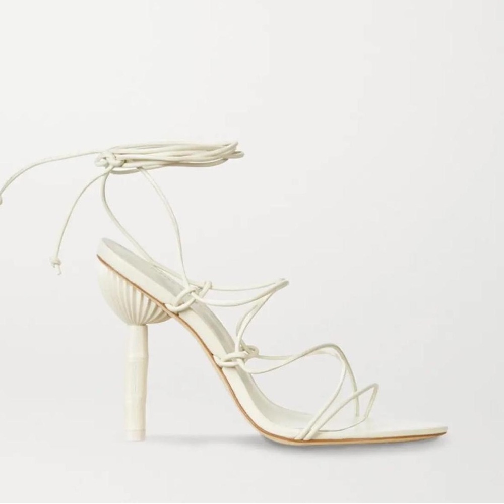Cult Gaia Cream/White Lace up bamboo sandal